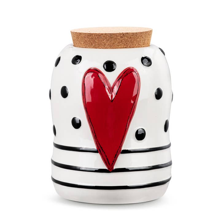 DEMDACO - Wholesale Canister - Red Heart Medium Cork Lid Canister