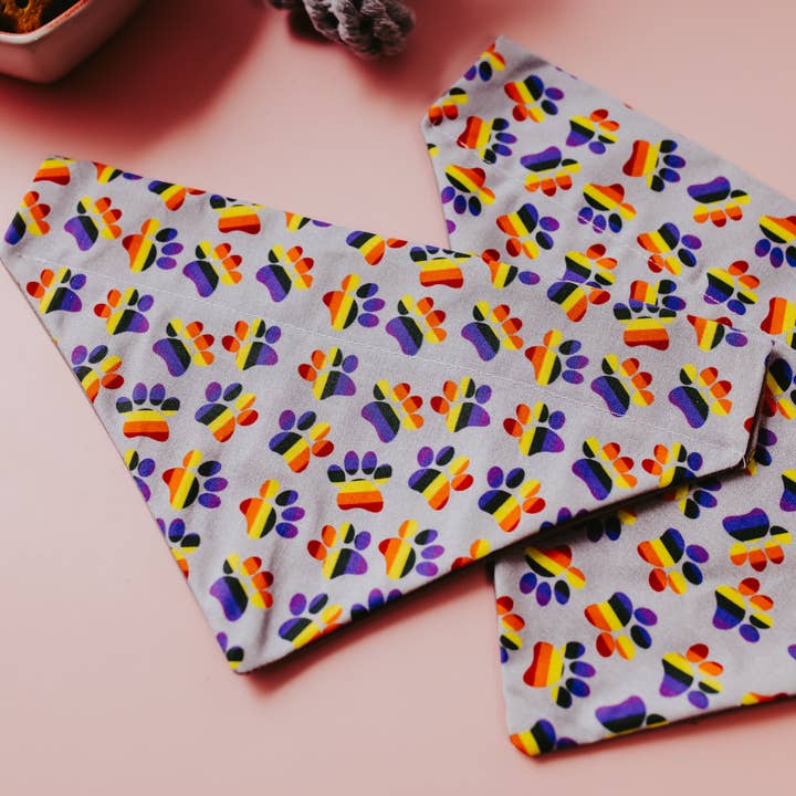 Exclusive Rainbow Pride Over The Collar Dog Bandana for wholesale by Top Rocks Doggie Wear