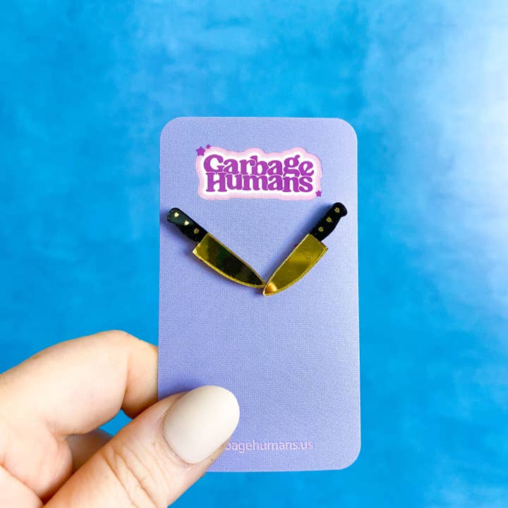 Clous dorés pour couteaux Teeny pour la vente par Garbage Humans