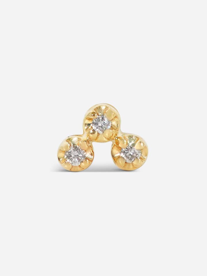 Mini Diamond Cluster Threaded Flat Back Earring | Single for wholesale by Porter Lyons