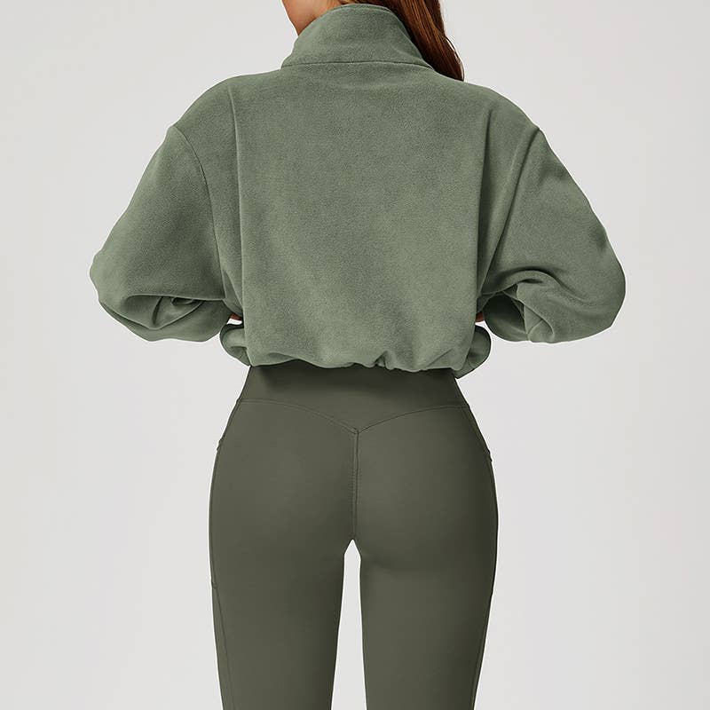 WONDERXFANS – Casaco de desporto - Mulher por atacado – Casaco polar de gola alta à prova de vento11