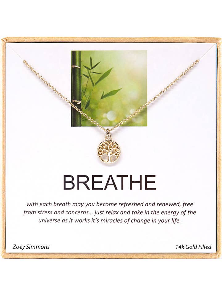 Breathe' Boxed Charm Necklace - GF for wholesale by Zoey Simmons