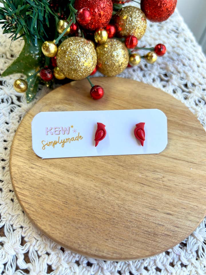 Cardinal Studs for wholesale by K&W Simply Made