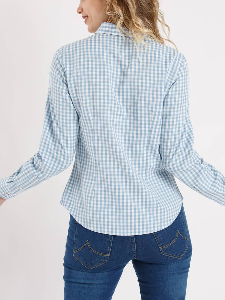 Camicia blu a quadri per la vendita all'ingrosso da parte di Solera