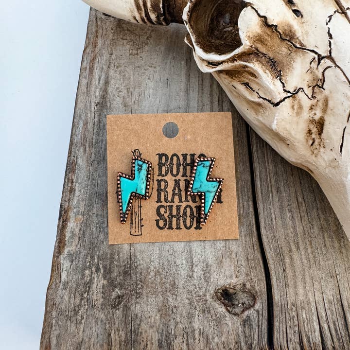 Boho Ranch Shop - Wholesale Stud/Post Earrings - Western Lightning Bolt Thunder Earrings1