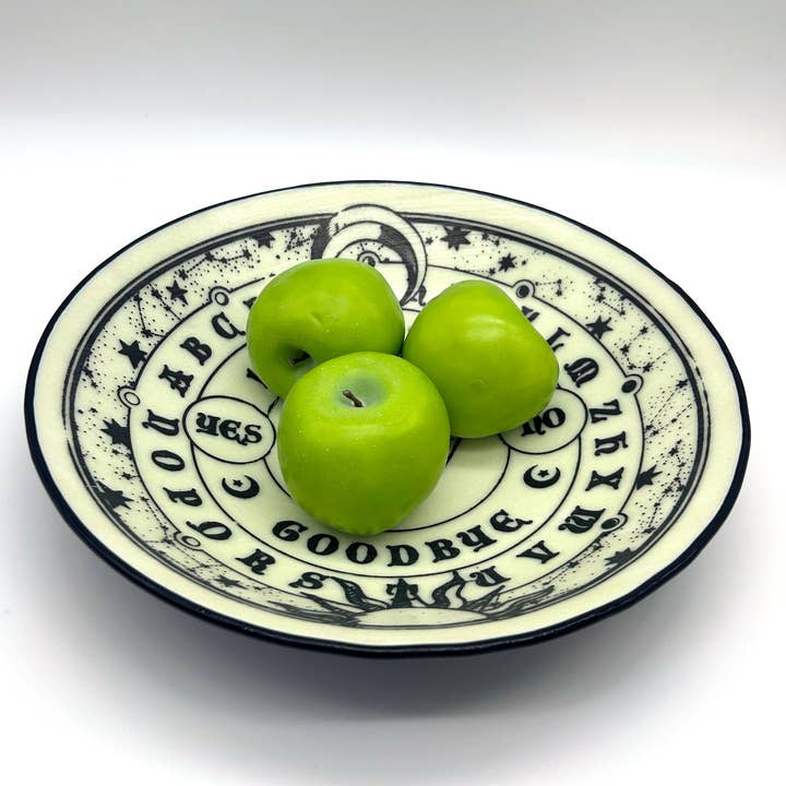 Kiku Handmade | Contemporary Fused Glass Home Goods - Wholesale Serve Bowl - Witchy Ouija Board Fused Glass Large 13" Serving Bowl2