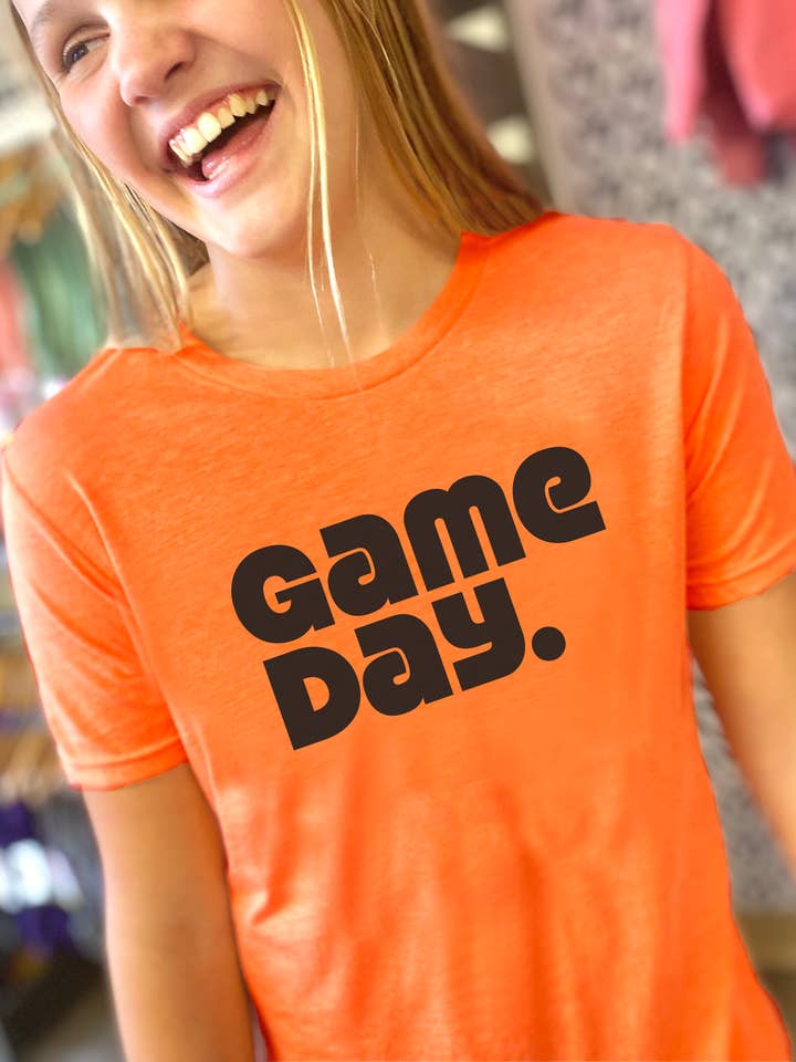 Graphic Tee - Game Day Orange/Black for wholesale by Lucky Penny