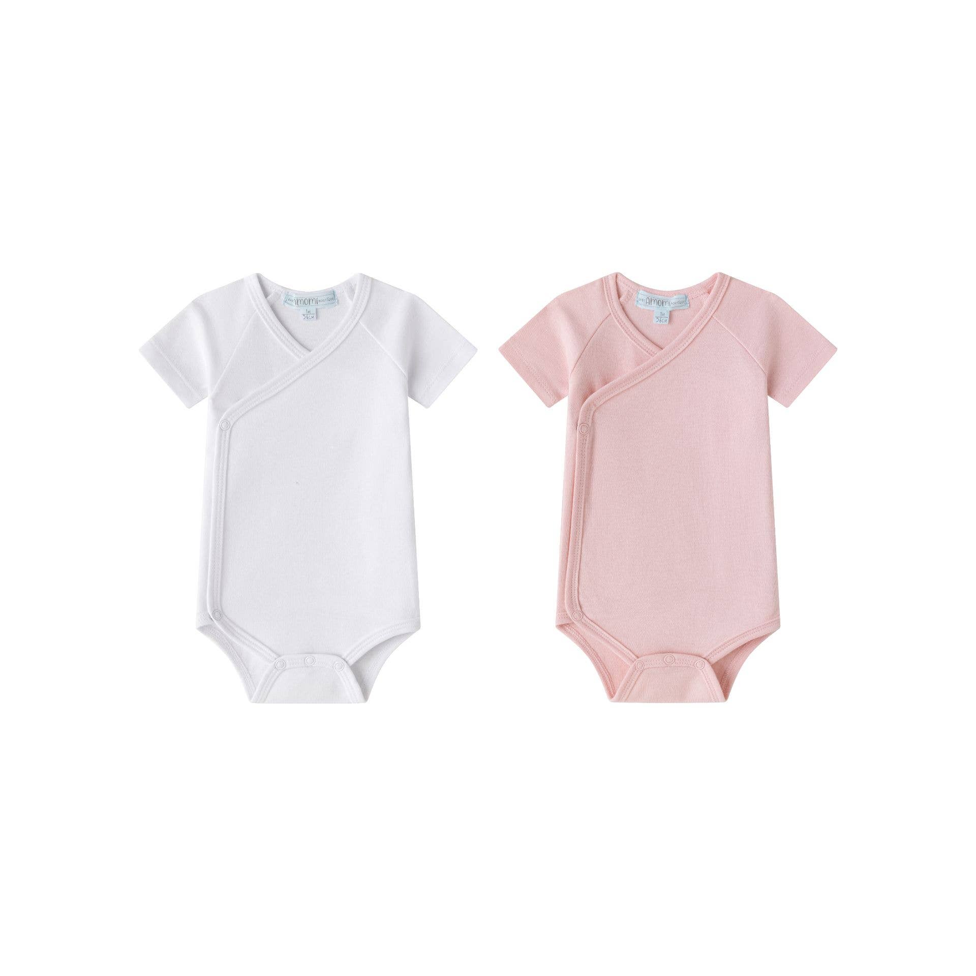 Newness Kids – wholesale Bodysuit (non-footed) – Baby – Baby bodysuit pack of 2 pcs crossed in white and pink A71506