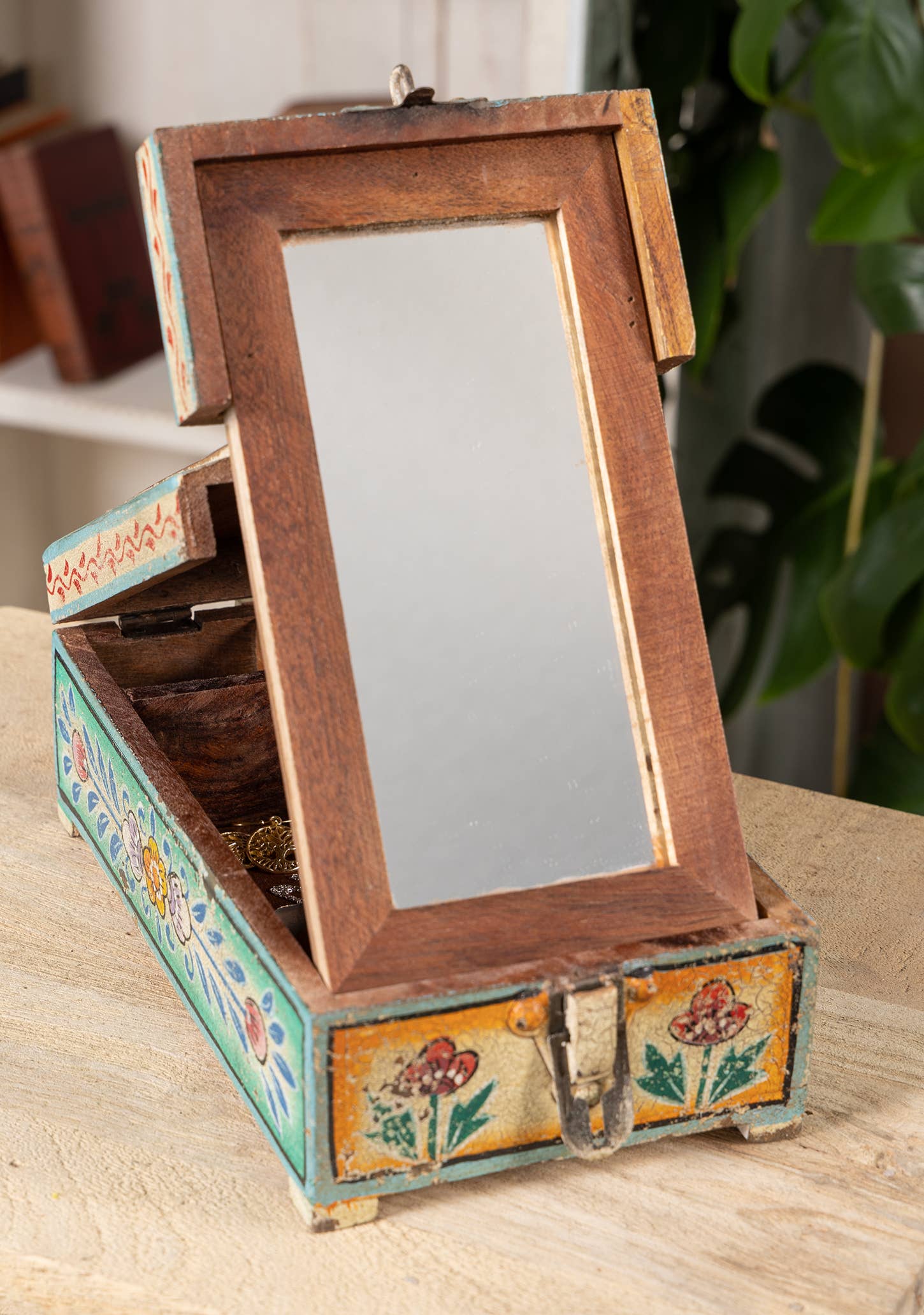 Namaste – Engroshandel Smykkesskrin – Vintage spejlæske i lilla og turkis2