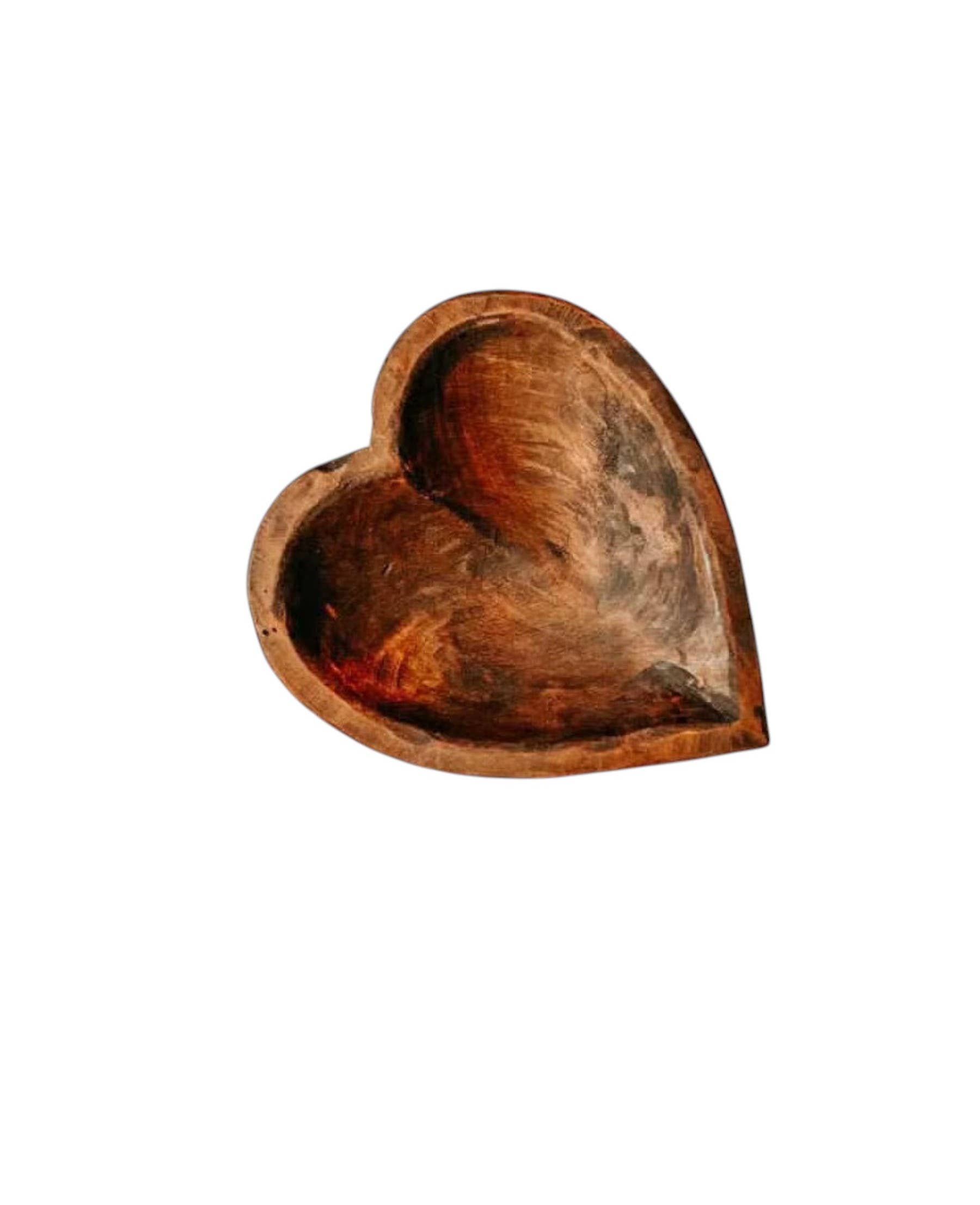 Rustic Farm - Venta al por mayor Bandejas/platos/boles decorativos - 42-208-Cuenco de Madera en Forma de Corazón Mini0
