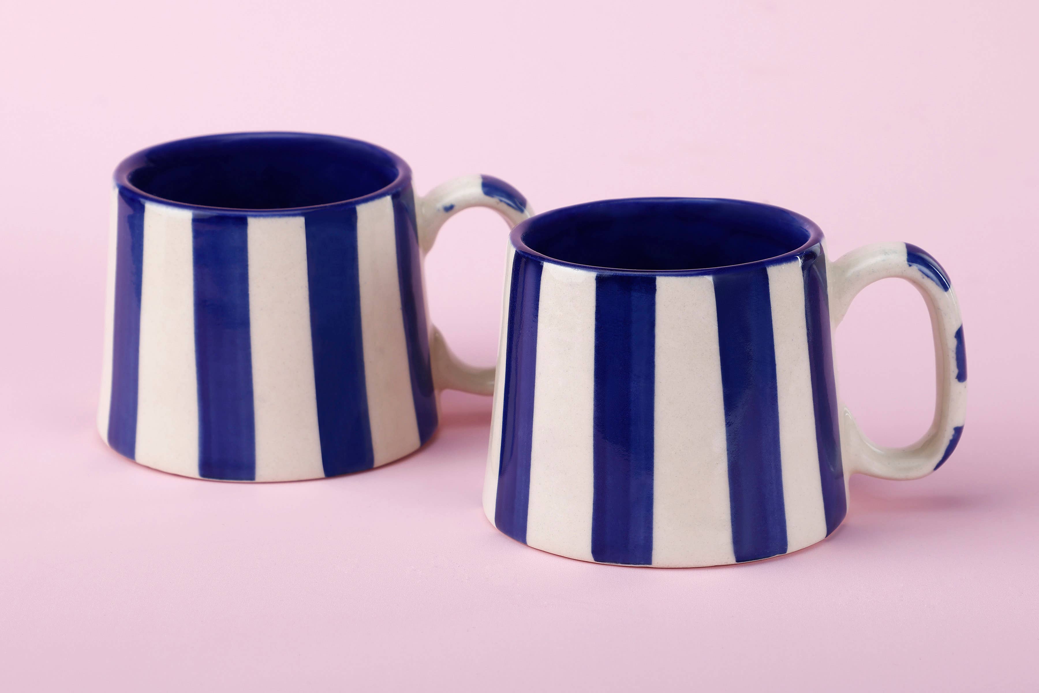 Casa Amarosa - Wholesale Coffee/Tea Cup - Ceramic Stripe  Coffee cup- Dark Blue  220ml4