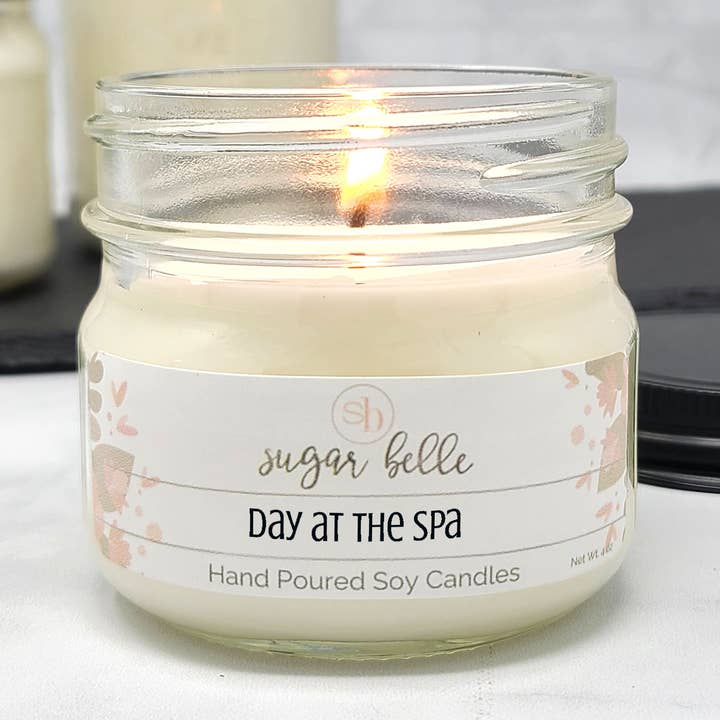 Day at the Spa Mason Jar Soy Candle for wholesale by Sugar Belle