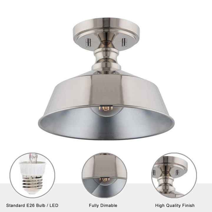 Brio Lighting - Wholesale Chandelier/Hanging Light - Sale - Bola 1-Light Nickel Semi Flushmount Ceiling Light2