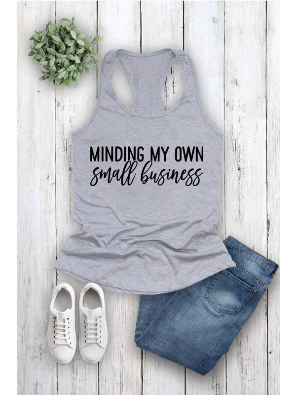 Top Avenue - Wholesale Tank Top - Women's - Fit Racerback Top - Minding My Own Small Business Print5