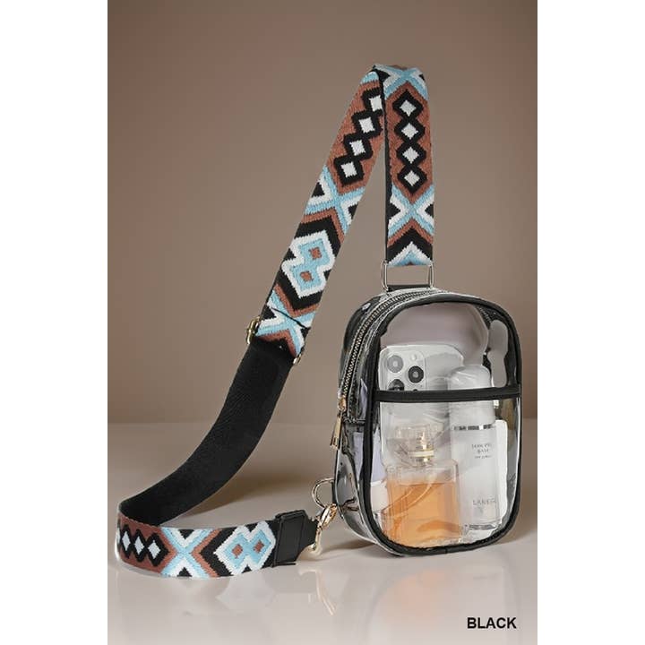 42POPS - Wholesale Crossbody Bag - Women's - `",.._ Clear Sling Bag With Guitar Strap