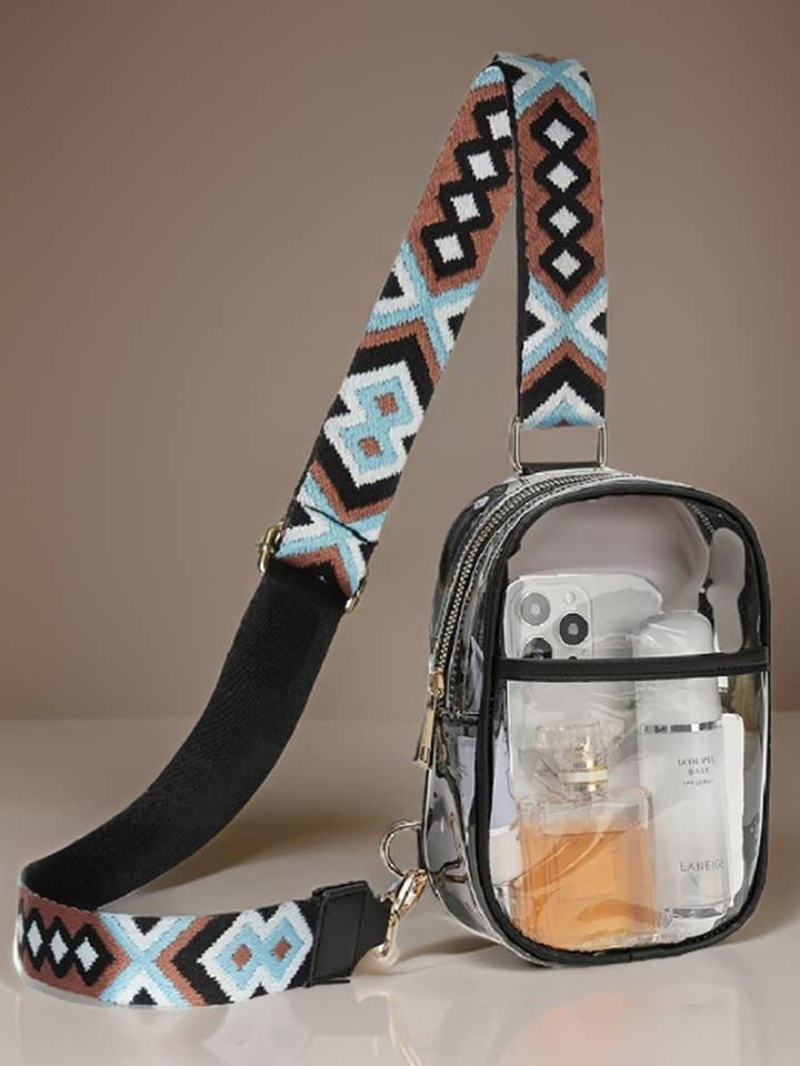 ",, SI-26027 Clear Sling Bag With Guitar Strap for wholesale by 42POPS
