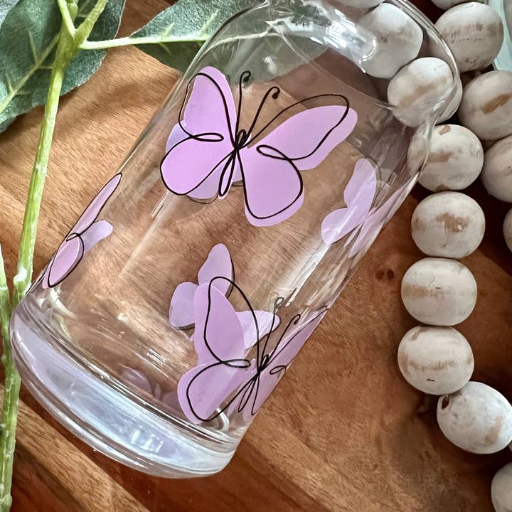 Butterfly Coffee Glass, Modern Glassware, Beer Can Glass for wholesale by Boho Sips