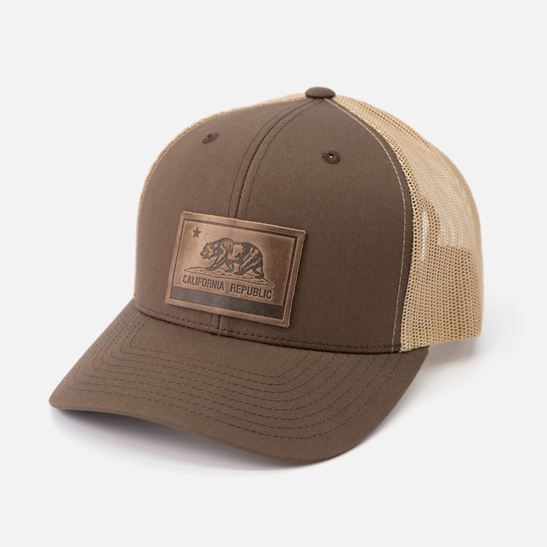 Range Leather Co. - Wholesale Trucker Hat - Unisex - California Flag Hat | Leather Patch Trucker Hat5