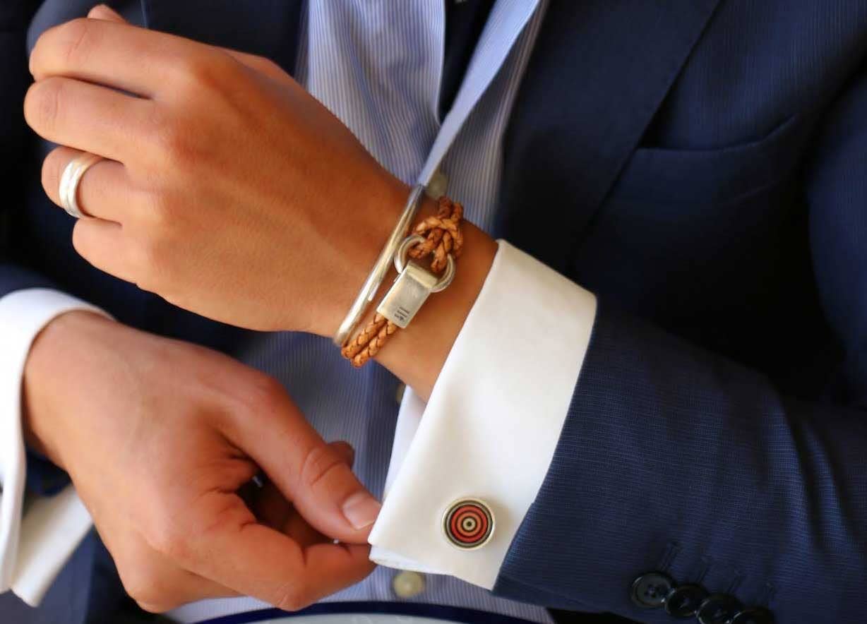 Être - Bracelets & Accessories - Vendita all'ingrosso Bracciale in tessuto/intrecciato - Bracciale da uomo | Ribeira Silver - pelle vintage miele2