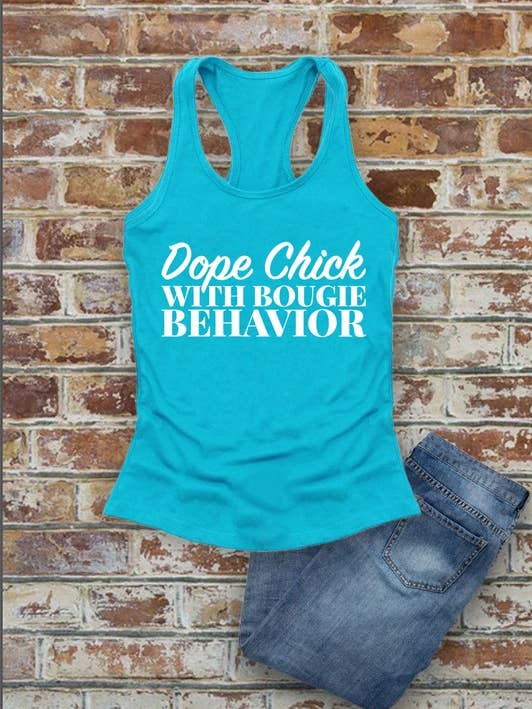 Dope Chick With Bougie BEHAVIOR, fit getailleerde racerback-tanktop voor dames voor wholesale door Top Avenue
