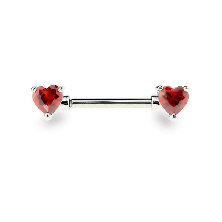 CRAVE - Wholesale Nipple Ring - DOUBLE HEART CZ PRONG SET 316L SURGICAL STEEL NIPPLE BAR2