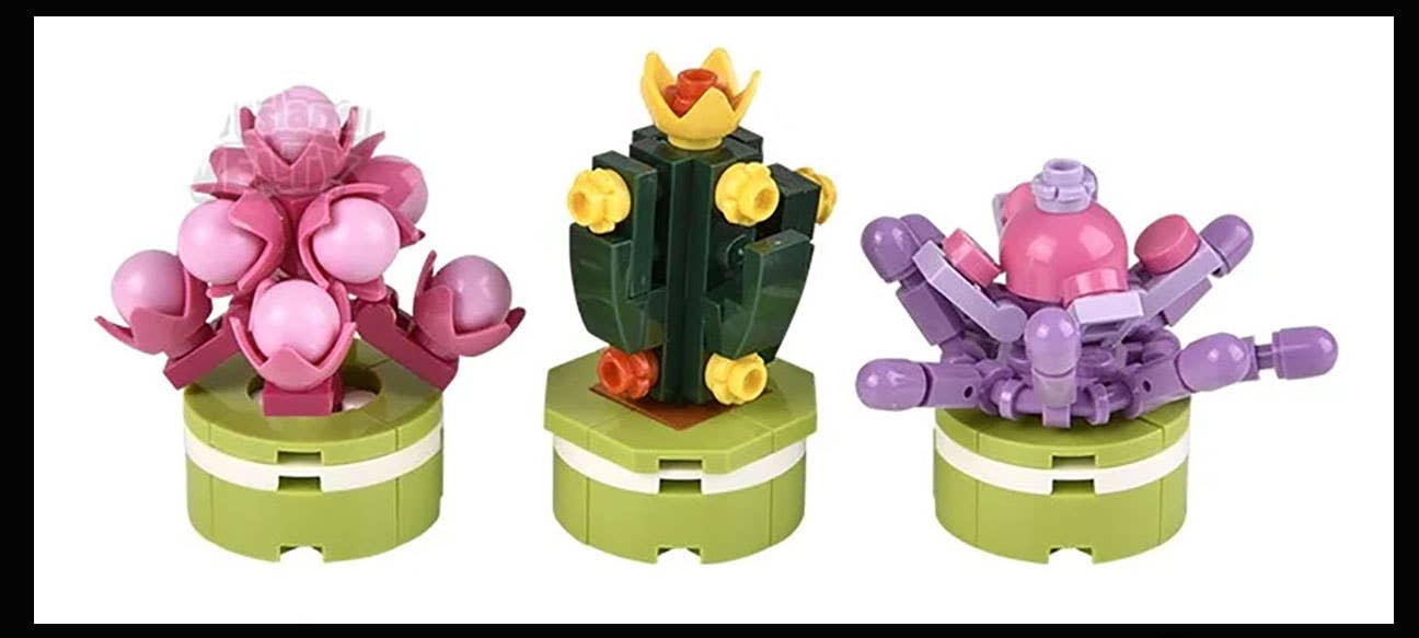 Curious Minds Toys – Großhandel Baukasten – Kinder – 1 Mini-Pflanze Sukkulente Blumen-Baustein-Set Spielzeug -6
