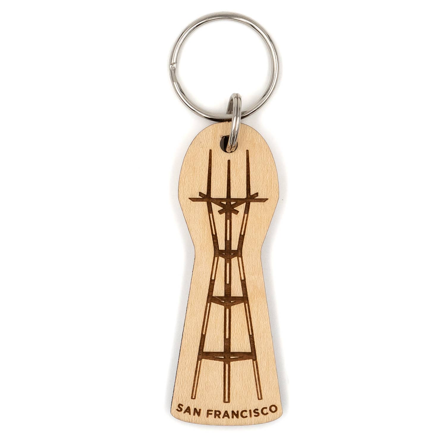 Steamer Lane Design - Wholesale Keychain - Unisex - San Francisco Sutro Tower Wood Keychain0