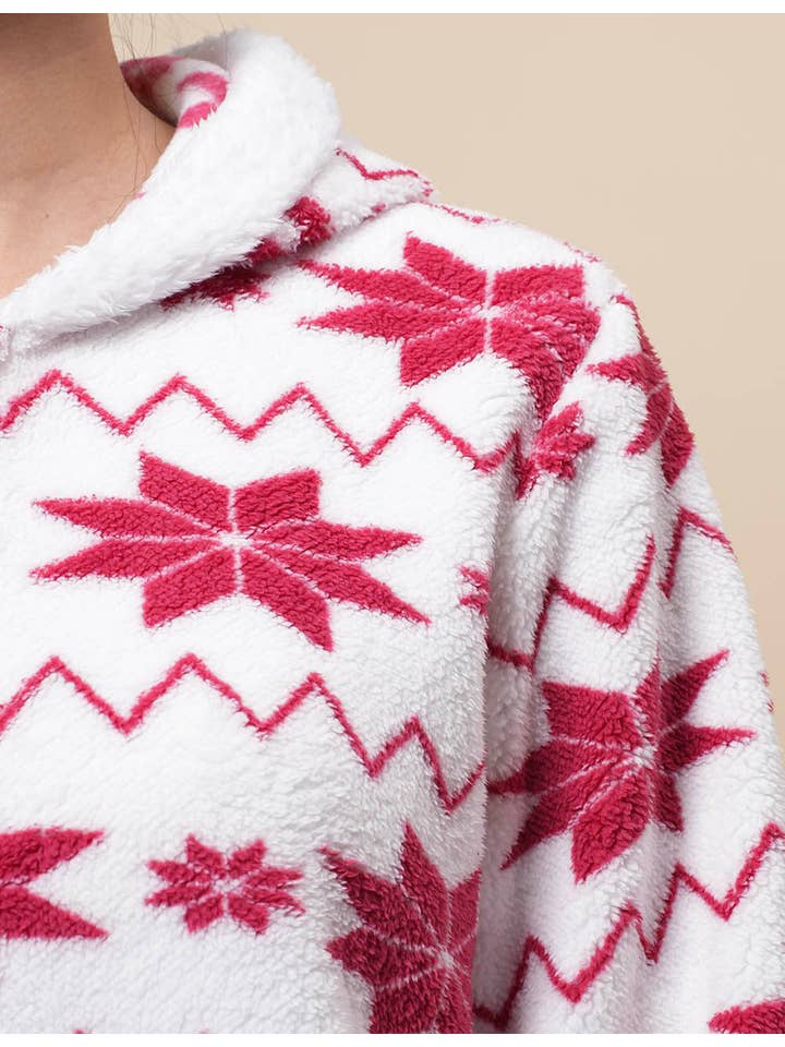 White Ladies Snow Color Block Fleece Jumpsuit Hooded Overall SKJ4924 for wholesale on Faire4