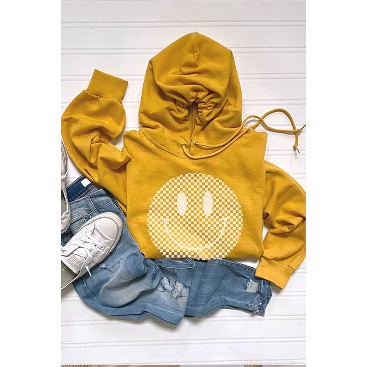 CHECK SMILE FACE HOODIE MET GRAFISCHE PRINT voor wholesale door Illustrated Society