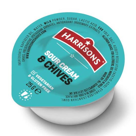 Trempette à la crème sure et à la ciboulette (100 par caisse) pour la vente par Harrison’s Sauces