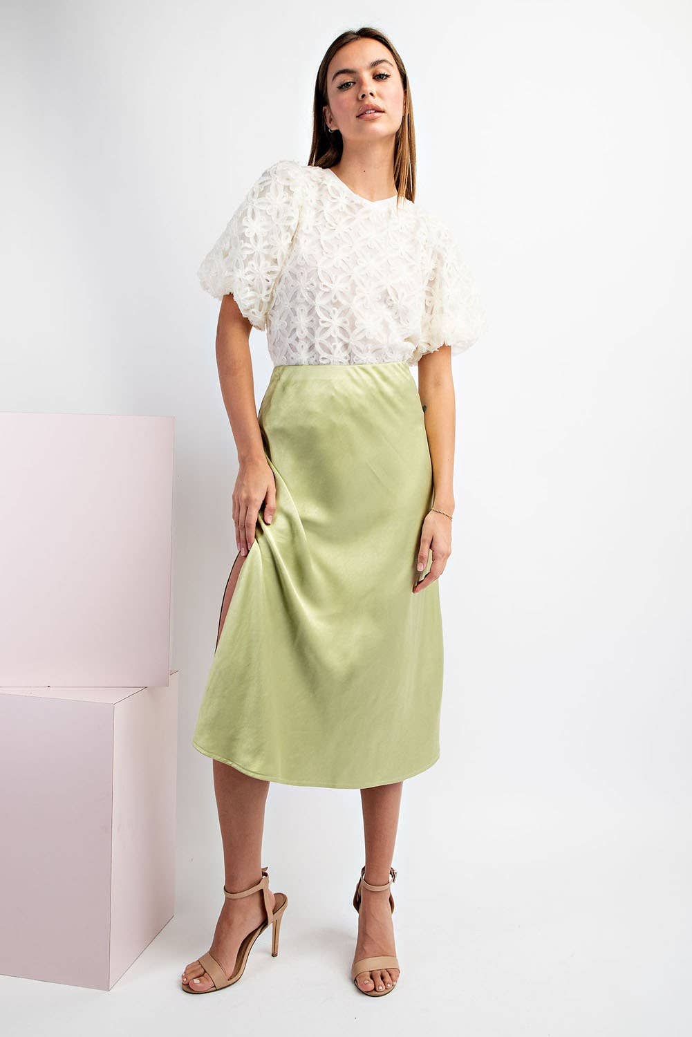 Peace Love Line - Wholesale Skirt - Women's - SLI4059 - SATIN MIDI SKIRT12