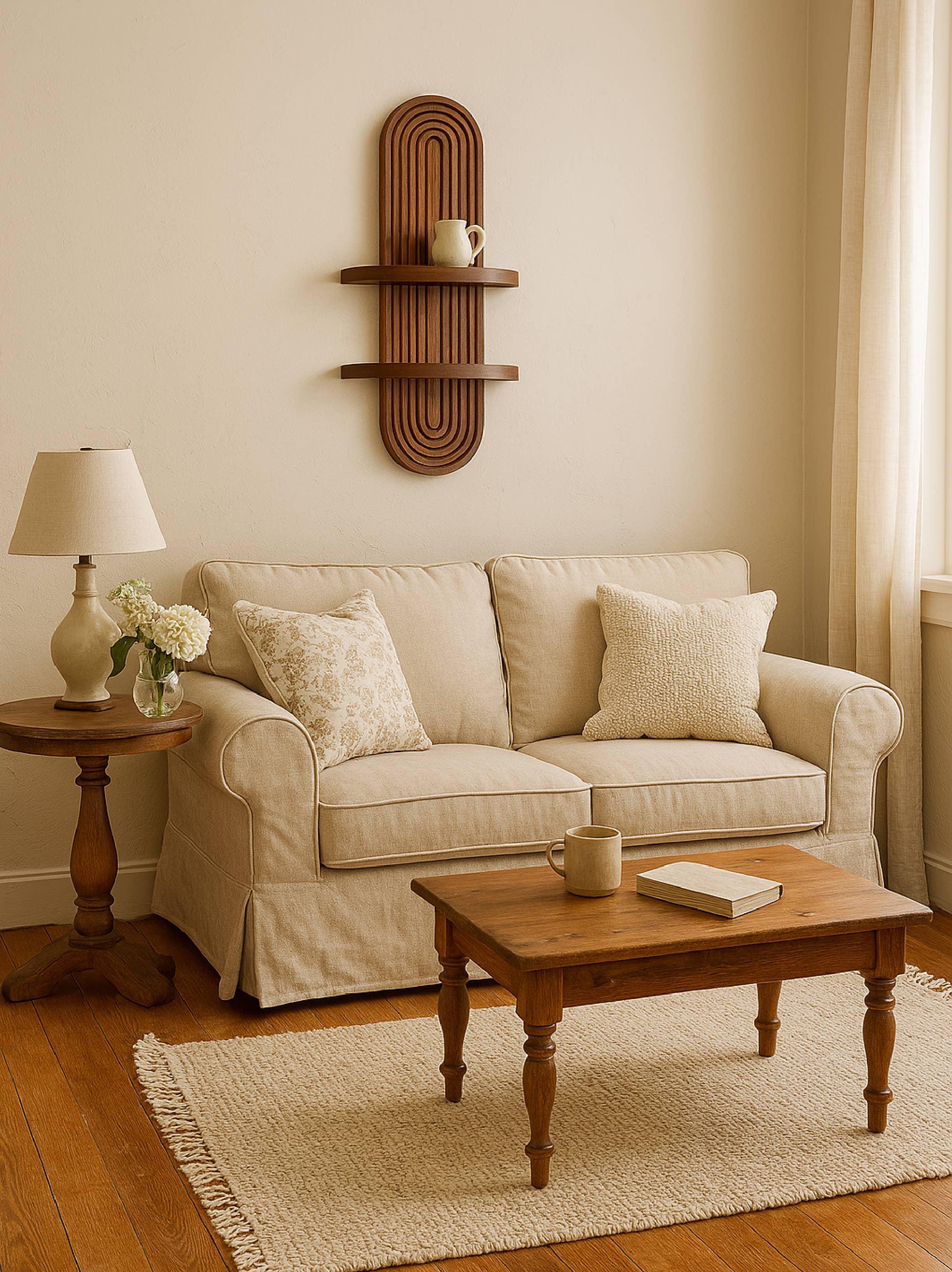 Made Market Co. – Großhandel Wandregale – Gebogenes Wandregal aus Holz im Mid-Century Modern Stil4