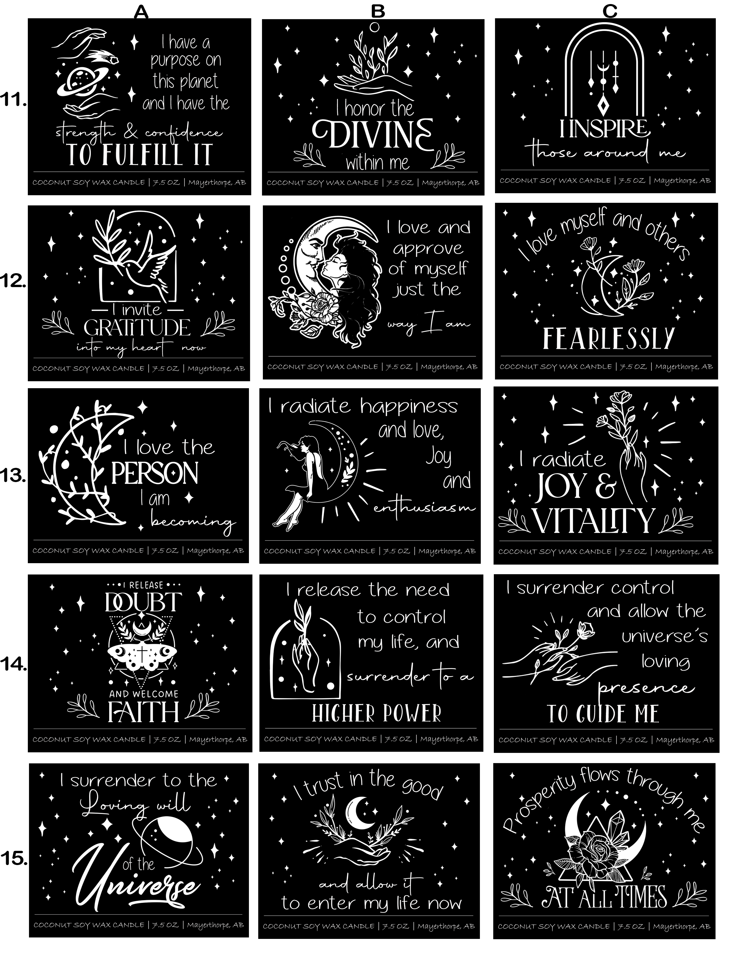 Dark Horse Handcrafted - Wholesale Jar/Filled Candle - Affirmation Candles, 100% Natural Coconut Soy, 7.5 oz6