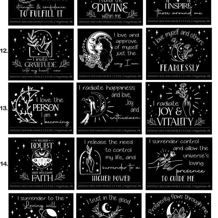 Dark Horse Handcrafted - Wholesale Jar/Filled Candle - Affirmation Candles, 100% Natural Coconut Soy, 7.5 oz6