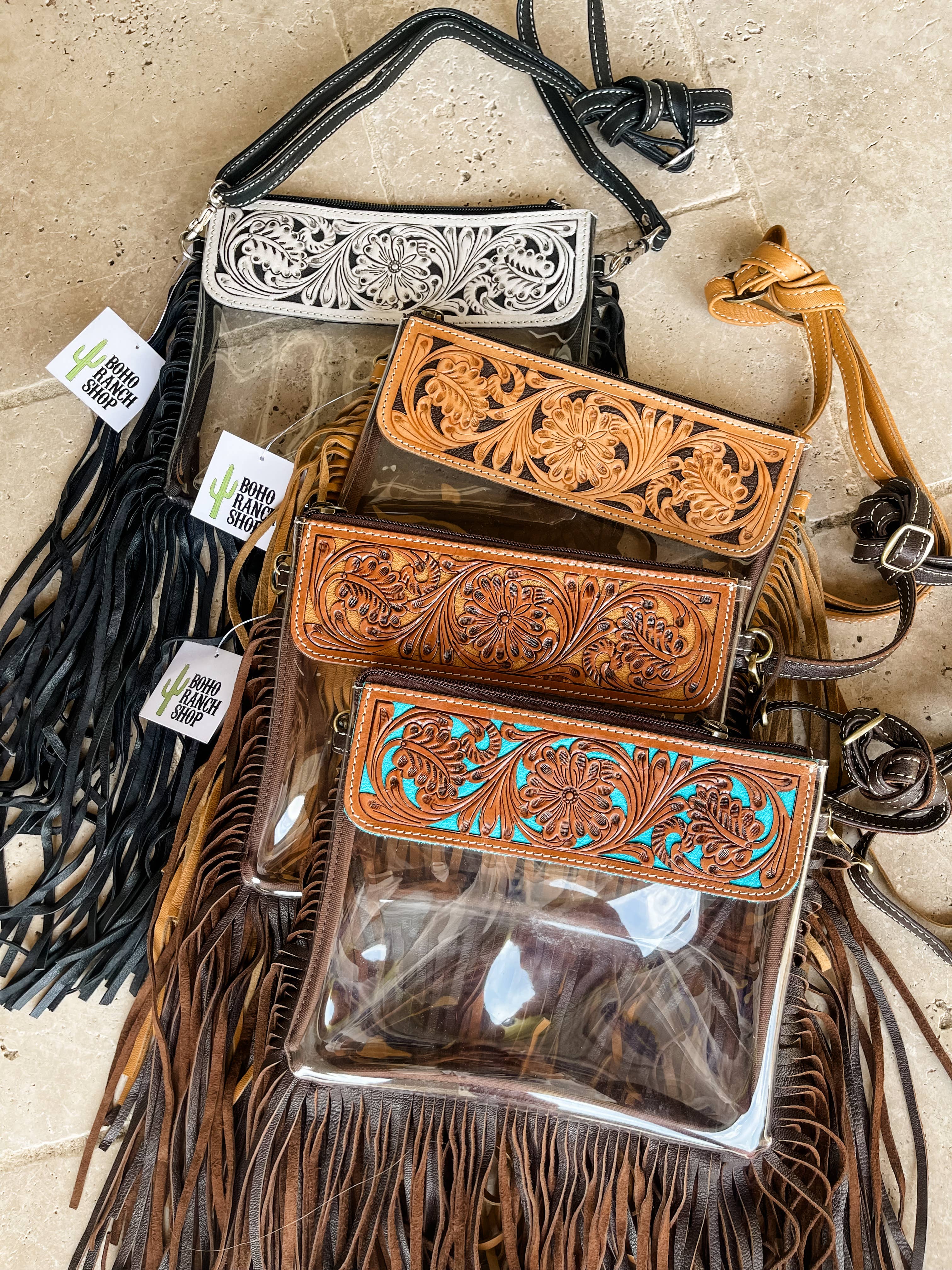 Boho Ranch Shop – wholesale Crossbody bag – Women's – Hand Tooled Clear Purse Crossbody - Concert Game Day Stadium0