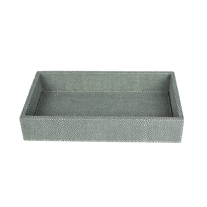 Signature Home Collection GmbH – Großhandel Deko-Tablett – Tablett rechteckig klein Kunstleder Rochen blau Organizer