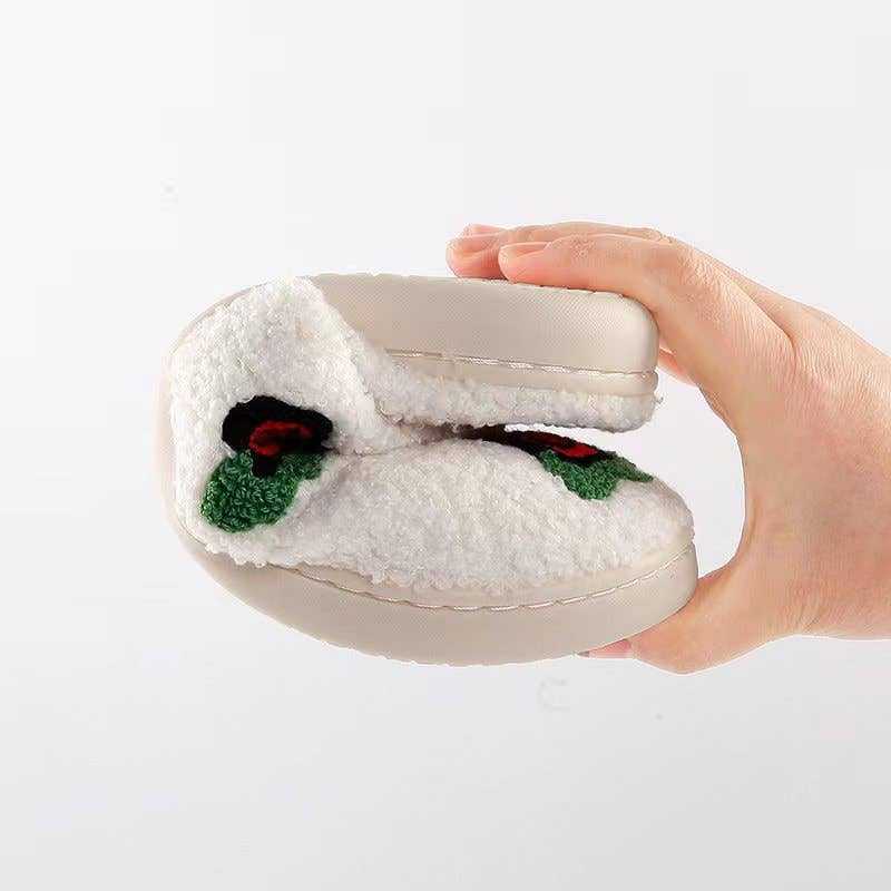 Red Rose Comfy Plush Furry House Slippers for wholesale on Faire3