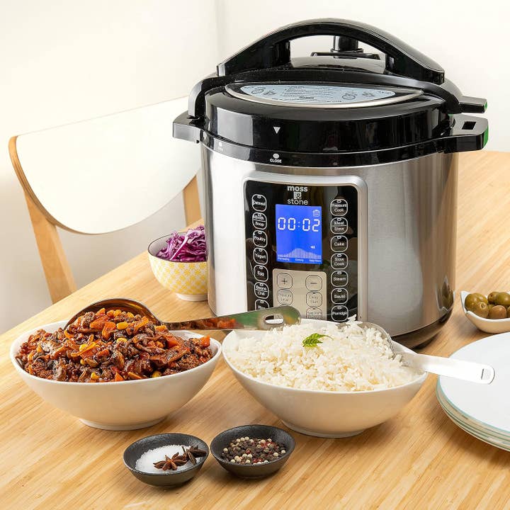 Moss & Stone - Wholesale Kitchen Appliance - Electric Pressure Cooker with Large LCD Display, Multi-Use 6 Quart Electric Pot, 14 in 1 Slow Cooker, Rice Cooker, Steamer Maker, Sauté, Yogurt Maker, Egg Cooker, Warmer & More4