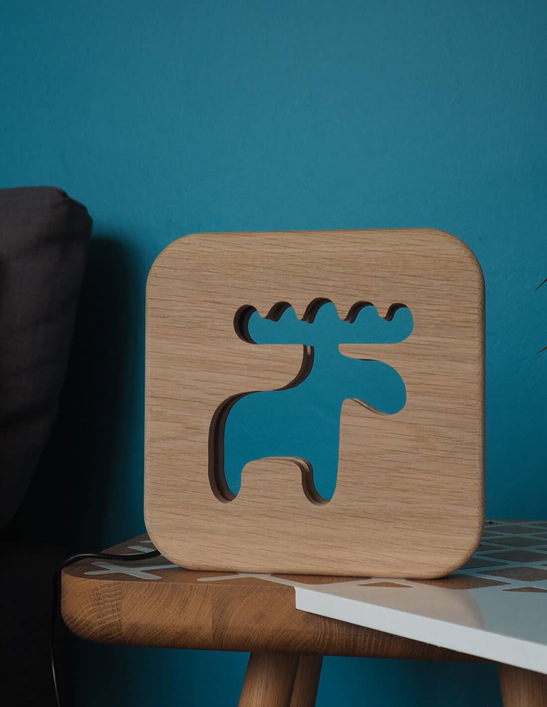 GONE'S – Großhandel Nachtlicht – Kinder & Baby – Kinder Caribou Nachtlicht aus Holz - Blumen1