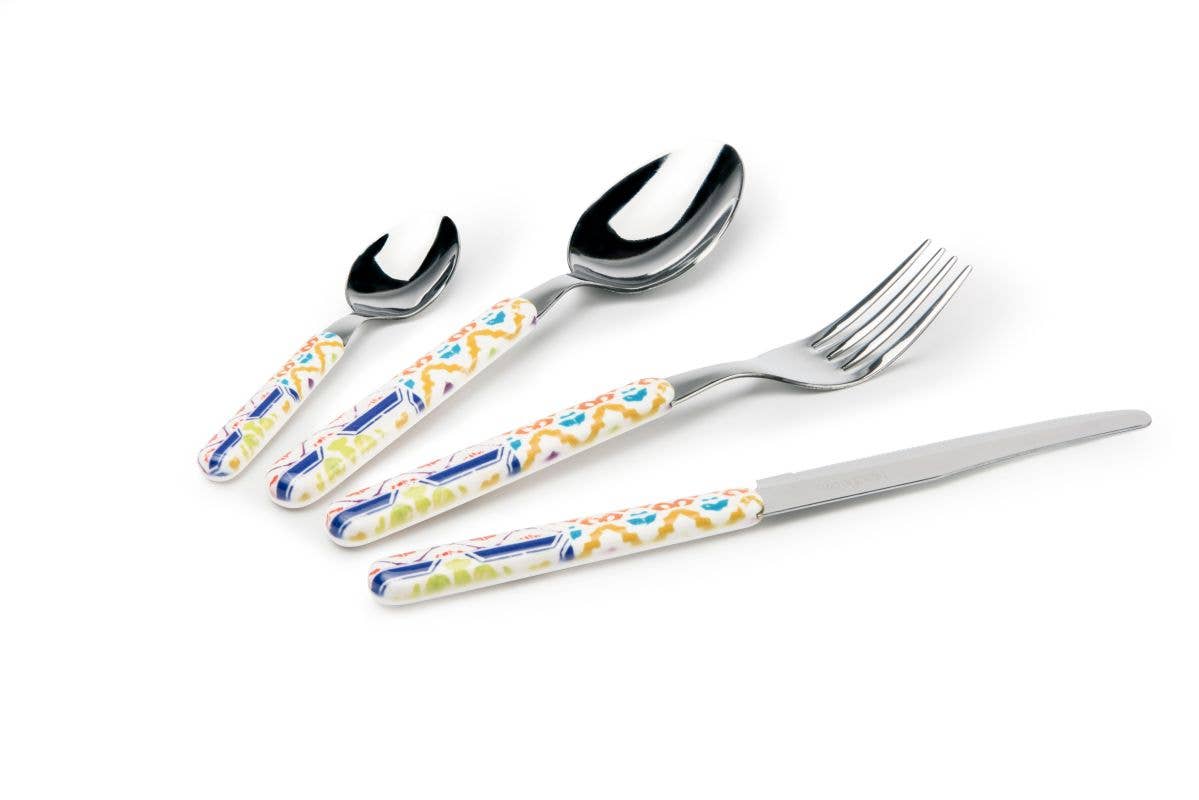 mehrfarbig Besteckset Majolika, 24-teilig für den Großhandel auf Faire1