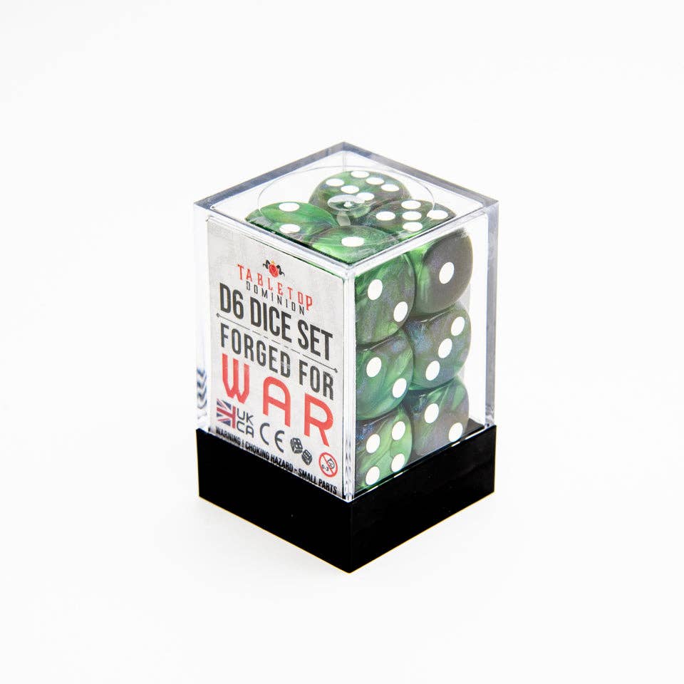 Tabletop Dominion Limited - Wholesale Dice - Iridescent D6 Dice Set | Blue Green | RPG 12 Pack