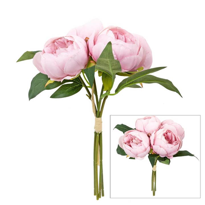 Truu Design - Wholesale Artificial Flowers - Truu Design Artificial Peony Bouquet, 7.9" x 11", in 2 Col.