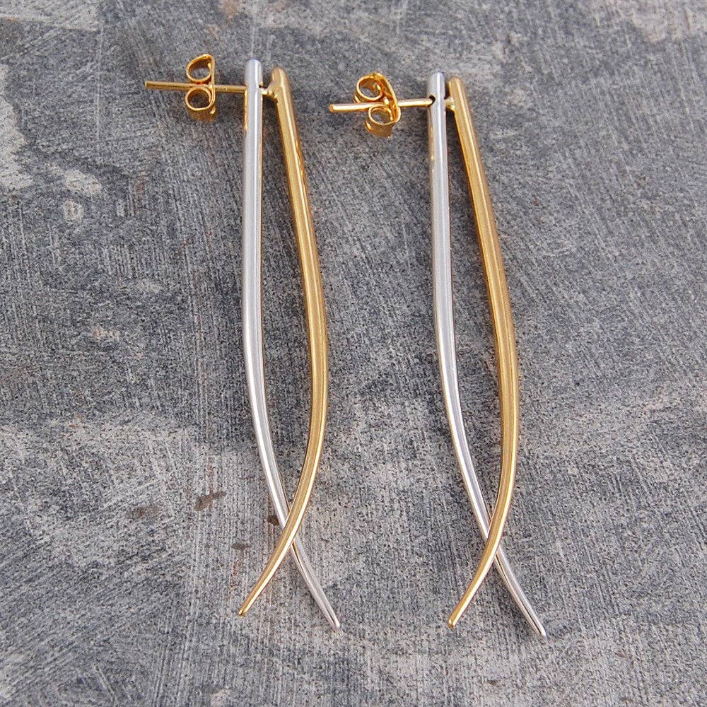 Otis Jaxon London – wholesale Dangle earrings – Tusk Gold and Silver Drop Earrings0