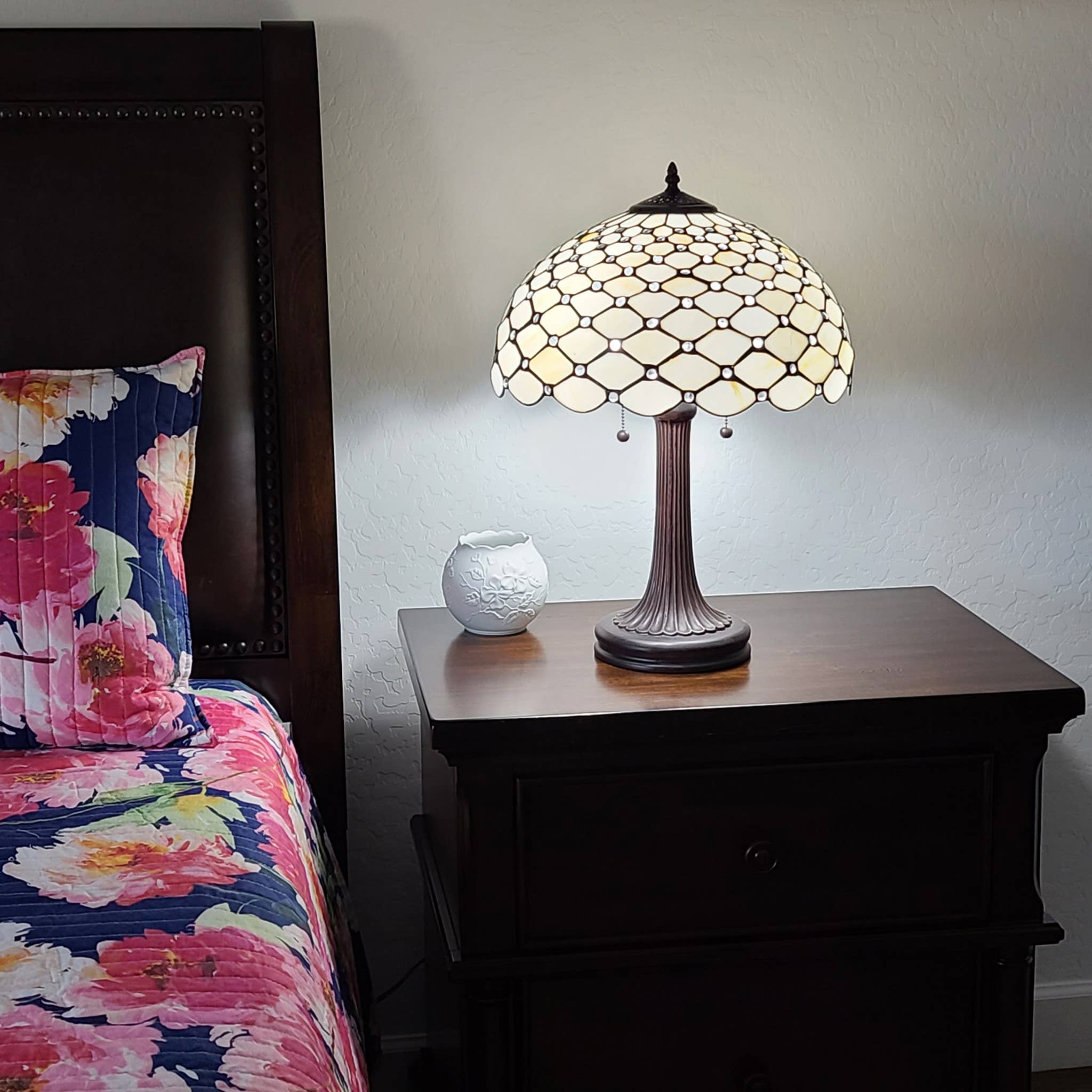 HomeRoots - Wholesale Accent/Desk Lamp - 24"Stained Glass Two Light Jeweled Vintage Accent Table Lamp3