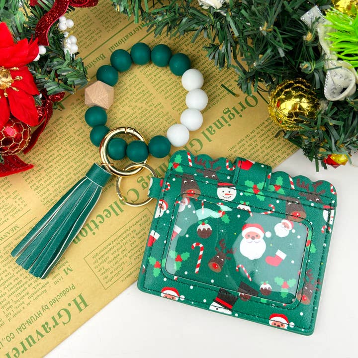 SoapElenGlen – wholesale Keychain bracelet – Christmas Gift Card Holder Silicone Bead Bracelet Keychain