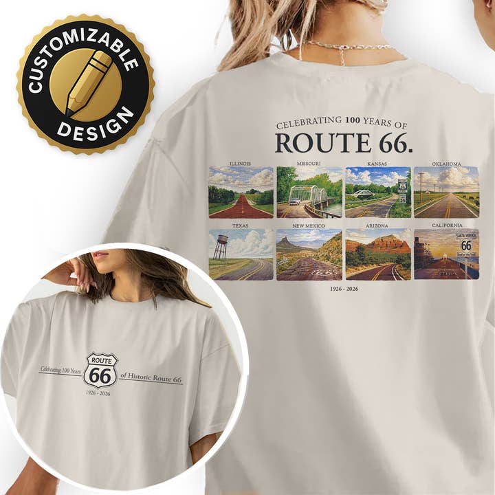 Route 66 T-shirt – 100 år med Modervejen Skjorte for engroshandel hos Textile Graphix