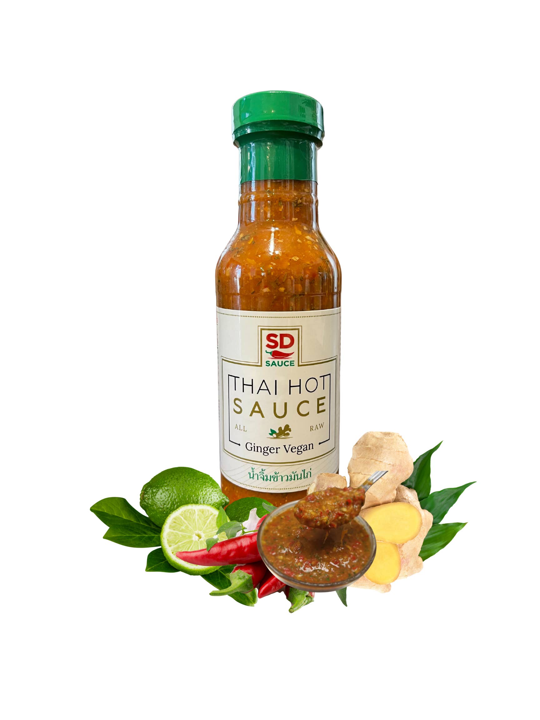 Super Delicious LLC - Wholesale Hot Sauce - Thai Hot Sauce - Ginger Vegan (12oz bottle)