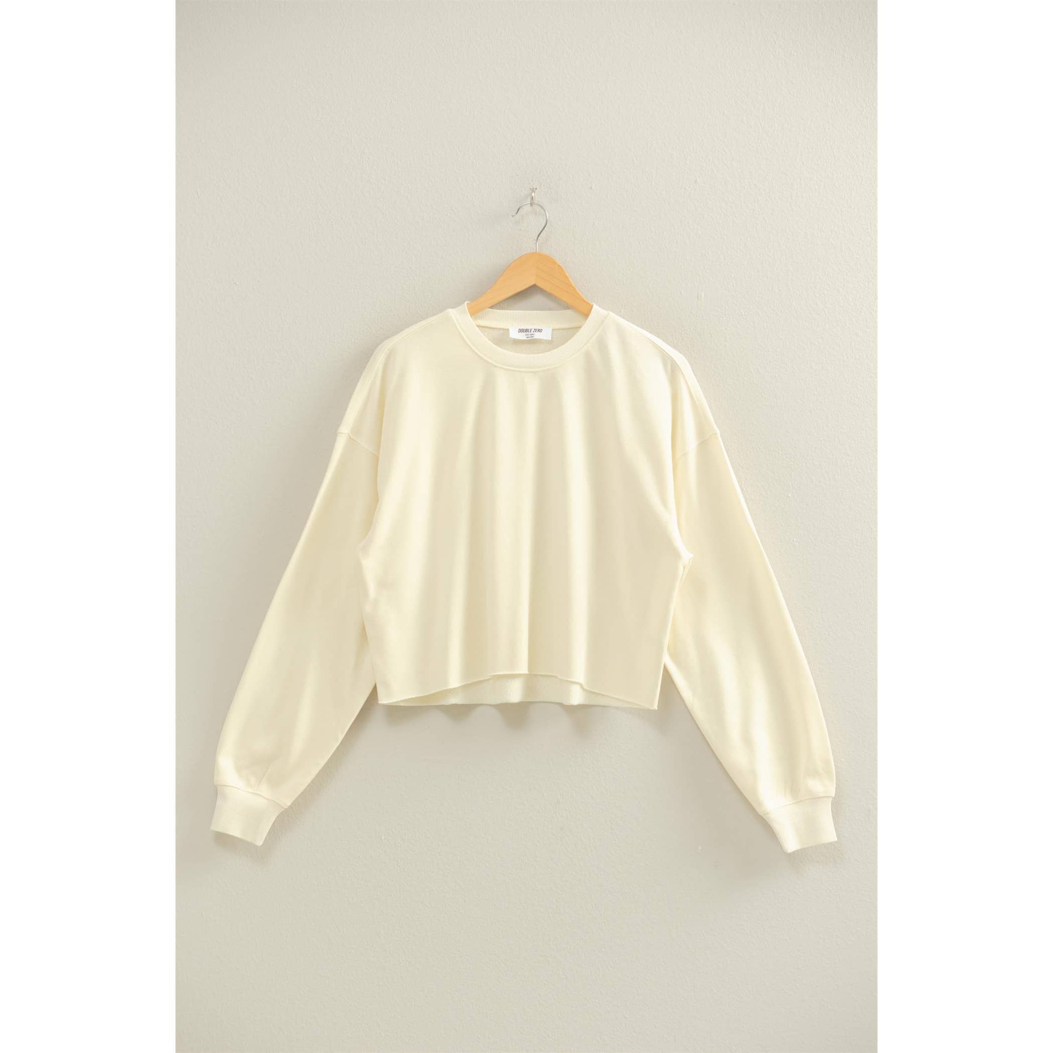 Double Zero - Vente Sweat-shirt – femme - Sweat-shirt à col ras du cou raccourci avec manches surdimensionnées33