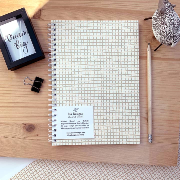 Taccuino A5 a spirale - 96p bianche vuote - Weave per la vendita all'ingrosso da parte di Isa Designs