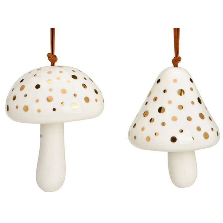 Wurm - Wholesale Decorative Figurine - Porcelain Mushroom Hanger, 2-piece, White (W/H/D) 6x8x6cm
